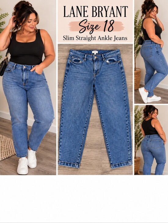 Lane Bryant Denim - Lane Bryant Size 18 Signature Fit Stonewash Slim Straight Ankle Jeans